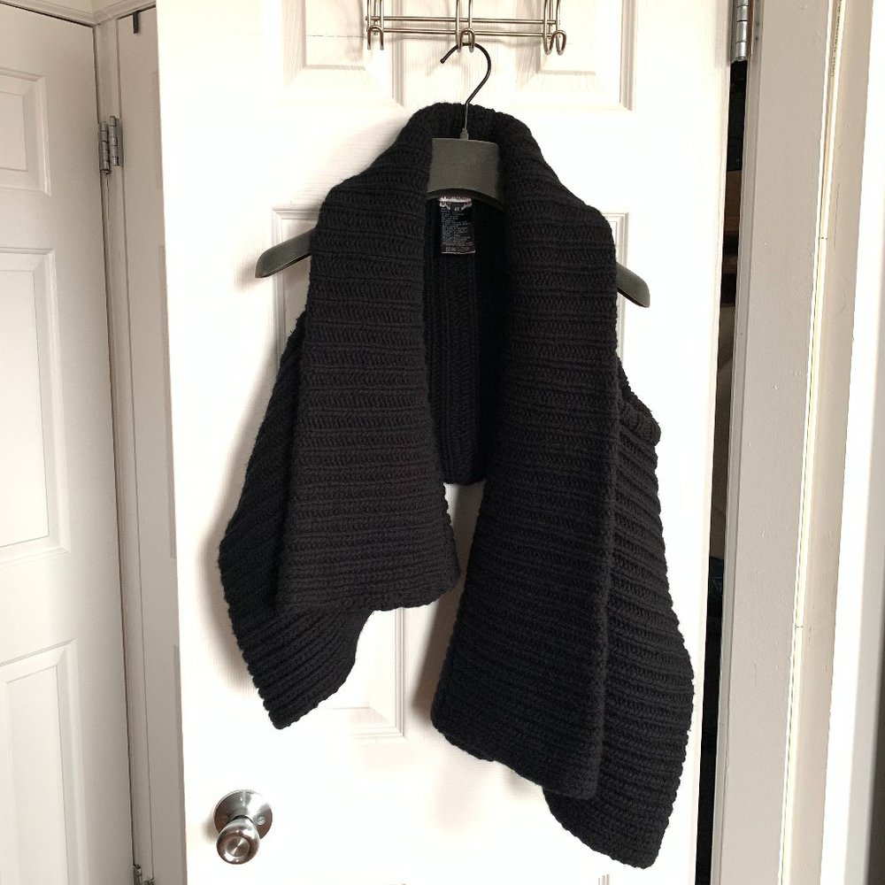 ANN DEMEULEMEESTER • Asymmetric Black Wool Ribbed Fisherman Sweater Vest FR 40 M - Picture 6 of 15